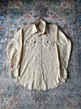 Vintage 1970s H-Bar-C Floral Pearl Snap Shirt Size XL